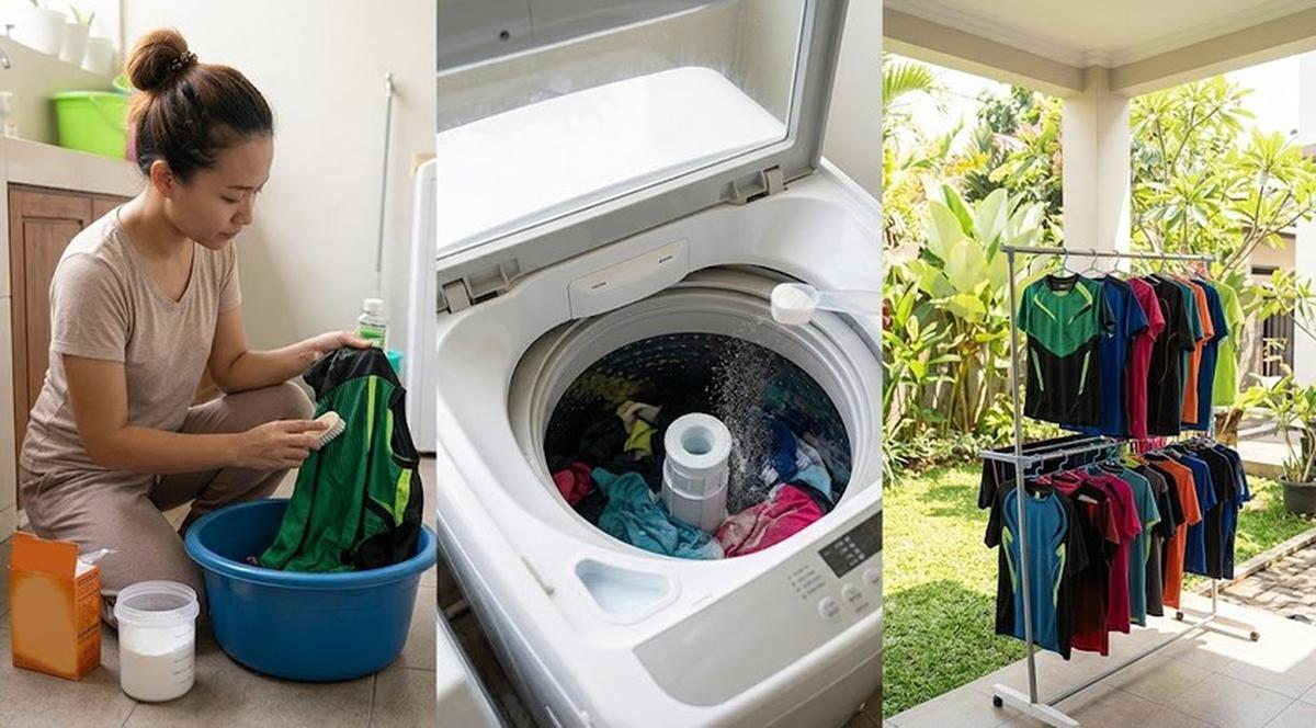 Cara Menghilangkan Bau Keringat pada Baju Olahraga (AI Generated)