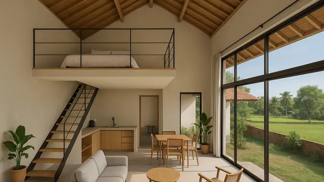 Apakah Desain Rumah Sederhana dengan Mezzanine Cocok untuk Lahan Luas/Ilustrasi gambar AI