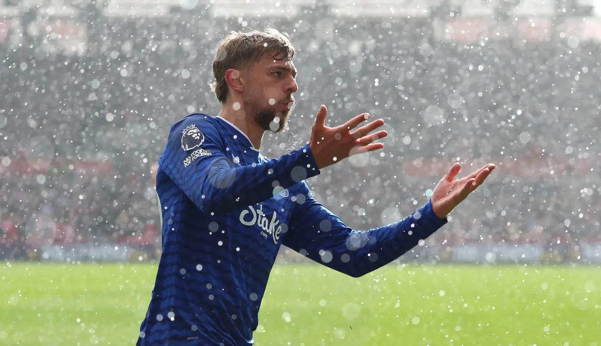 Everton berhasil terhindar kekalahan saat bertandang ke markas Brentford dalam laga lanjutan Liga Inggris 2025/2026, Sabtu (11/04/2026) waktu setempat. (AP Photo/PA/Steven Paston)
