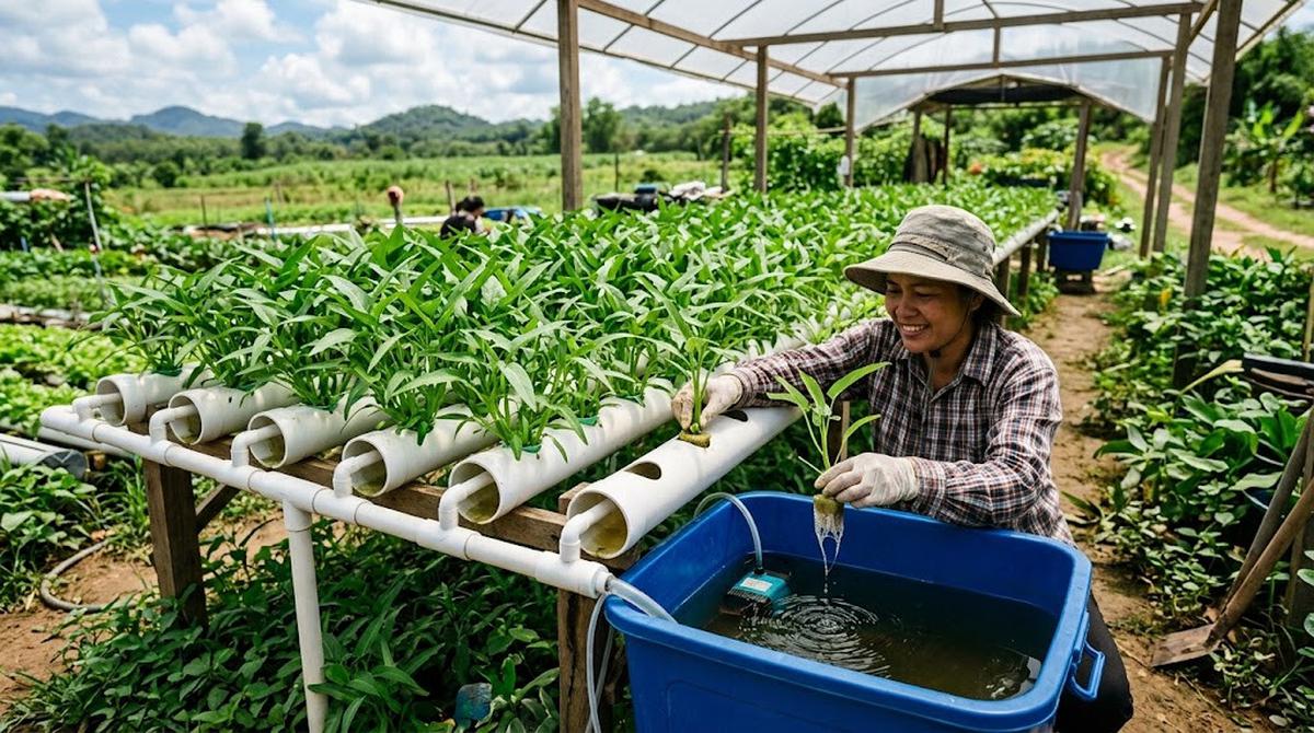 Cara Membuat Hidroponik Kangkung Panen 21 Hari/AI Generated