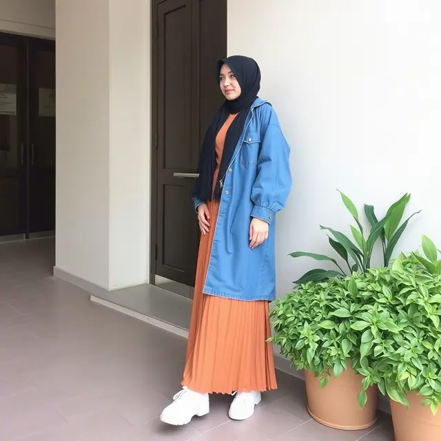 outfit denim hijabers (ilustrasi by qwen.ai)