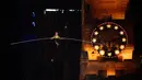 Lijana Wallenda melintasi seutas kawat di ketinggian 396 meter, Times Square, New York, AS, Minggu (23/6/2019). Aksi Lijana, dan saudara laki-lakinya Nik Wallenda mendapat perhatian yang sangat luas di Amerika bahkan di belahan dunia lainnya. (Johannes EISELE/AFP)