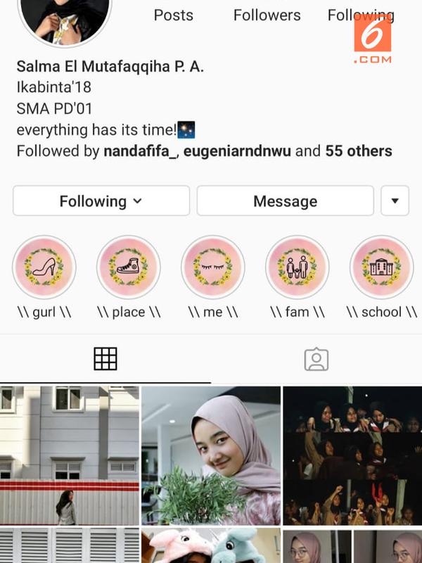 Salma, Paskibraka Nasional 2019 dari Jawa Tengah, memiliki Instagram dengan nama https://www.instagram.com/salmabii/ . Jumlah pengikutnya ada 15,5 ribu