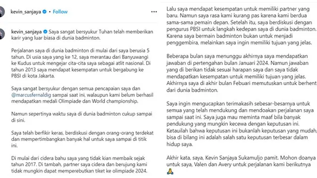 6 Fakta Kevin Sanjaya Mundur dari Pelatnas, Menyusul Marcus Gideon