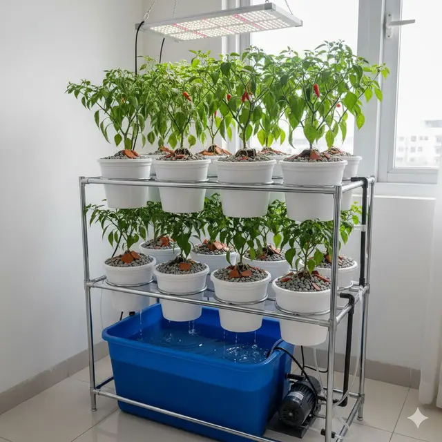 Sistem Dutch Bucket Hidroponik (Gemini AI)