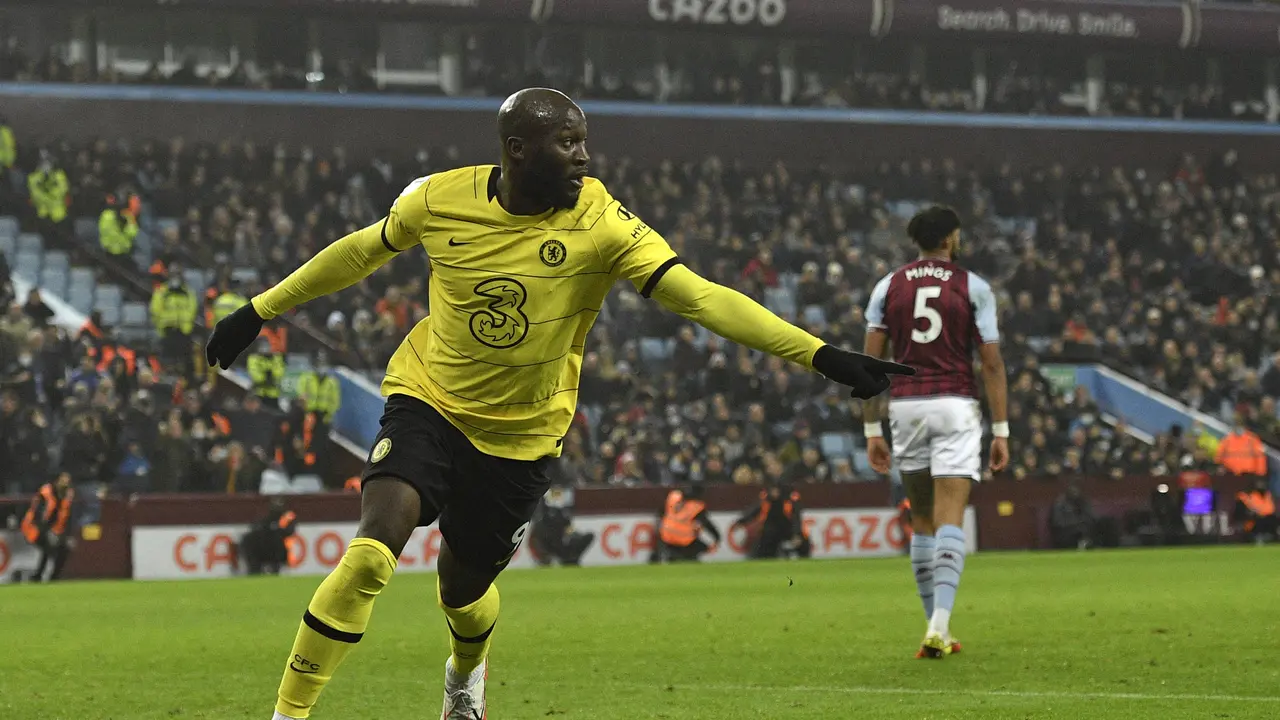 Selebrasi Romelu Lukaku saat Chelsea melawan Aston Villa di Boxing Day