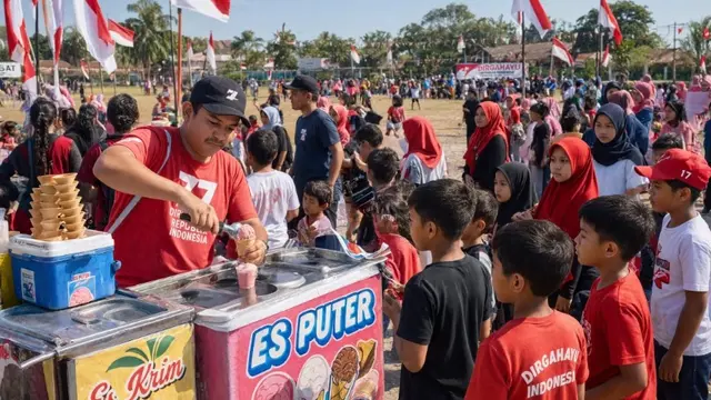 Ide Jualan di Dekat Lapangan Saat Lomba 17 Agustus (AI Generated)