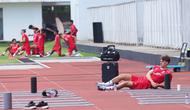 Pemain Timnas Indonesia, Mauro Zijlstra, mengikuti sesi latihan terpisah di Stadion Madya, Komplek Gelora Bung Karno, Jakarta, Minggu (29/3/2026). (Bola.com/M Iqbal Ichsan)