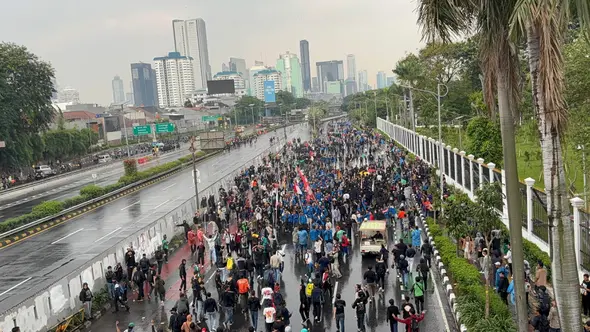 <p>Demo 28 Agustus di Gedung DPR/MPR. (Liputan6.com/Ady)</p>