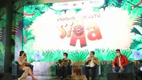 Raffi Ahmad dan Nagita Slavina Prescon animasi Lorong Waktu Si Aa di kawasan Dharmawangsa, Jakarta Selatan, Selasa (15/12/2020). (Adrian Putra/Fimela.com)