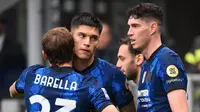 Penyerang Inter Milan, Joaquin Correa, mencetak dua gol dalam laga melawan Udinese pada laga pekan ke-11 Serie A 2021/2022 di Giuseppe Meazza, Minggu (31/10/2021). (AFP/Marco Bertorello)