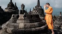 Ketiga peristiwa penting tersebut meliputi kelahiran, pencapaian penerangan sempurna, dan wafatnya Siddharta Gautama. (YASUYOSHI CHIBA/AFP)