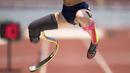 Nakanishi Maya atlet Jepang peraih medali emas di nomor lompat jauh putri klasifikasi T42-44/61-64 pada Asian Para Games 2018, di Stadion Utama Gelora Bung Karno Jakarta, Selasa (9/10/2018).  (Bola.com/Peksi Cahyo)