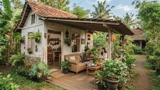 Inspirasi rumah mungil dengan teras teduh di desa dan cocok untuk slow living model dengan teras samping
