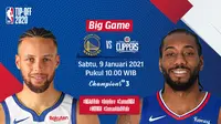 Live streaming NBA big game Warriors vs Clippers, Sabtu (91/2021) pukul 10.00 WIB dapat disaksikan melalui platform Vidio. (Dok. Vidio)