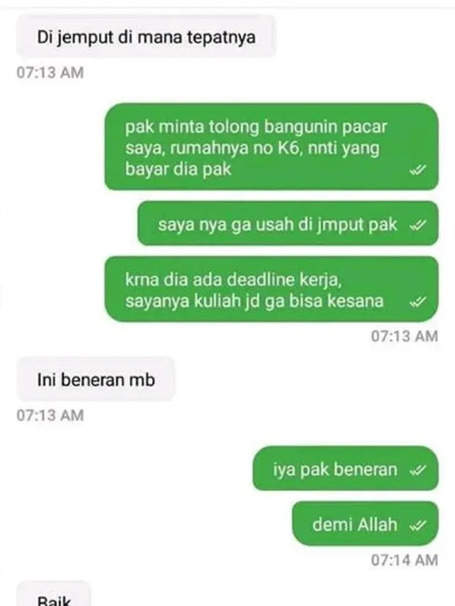 bangunin pacar pakai ojol