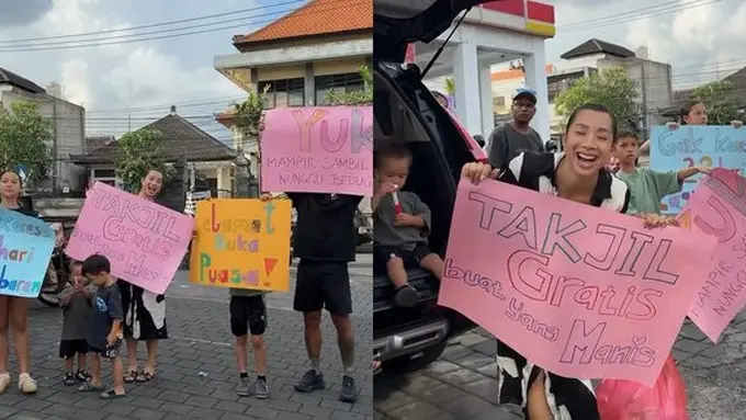 Potret Jennifer Bachdim dan Keluarga Bagi-Bagi Takjil Gratis. (instagram/jenniferbachdim/ibachdim)