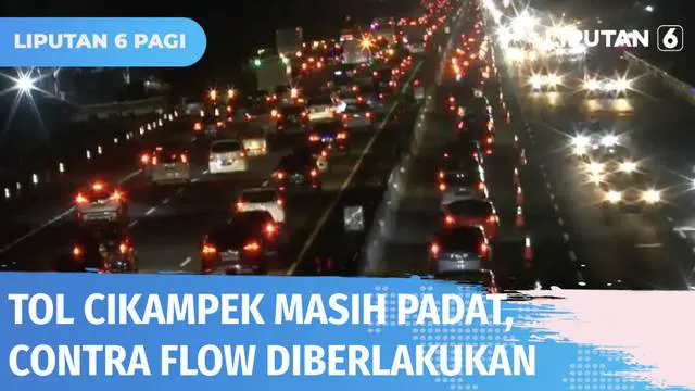 VIDEO: Arus Kendaraan di Tol Cikampek Masih Padat, Rekayasa Contra Flow Diterapkan