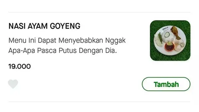 6 Nama Makanan di Aplikasi Ojol Bak Ungkapan Perasaan Ini Bikin Baper