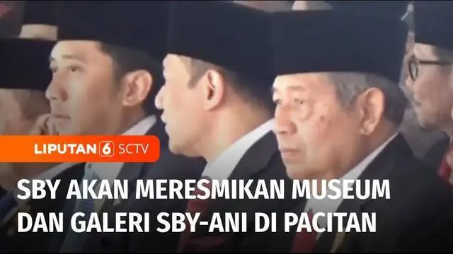 Tak hadir di Istana Merdeka, Presiden ke-6 RI, Susilo Bambang Yudhoyono mengikuti upacara HUT RI di Gedung Pendopo Kabupaten Pacitan, Jawa Timur. SBY rencananya juga akan meresmikan museum dan galeri SBY-Ani, nanti malam.