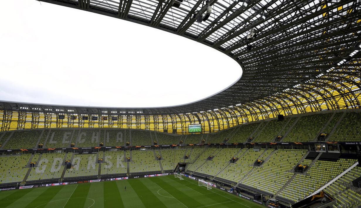 Mendengar kata Gdnask tentunya tak akan asing bagi para pecinta sepak bola tanah air. Ya stadion tersebut merupakan kandang klub Liga Polandia, Lechia Gdansk, markas pemain muda Indonesia, Egy Maulana Vikri berkarier. (AP/Michael Sohn)