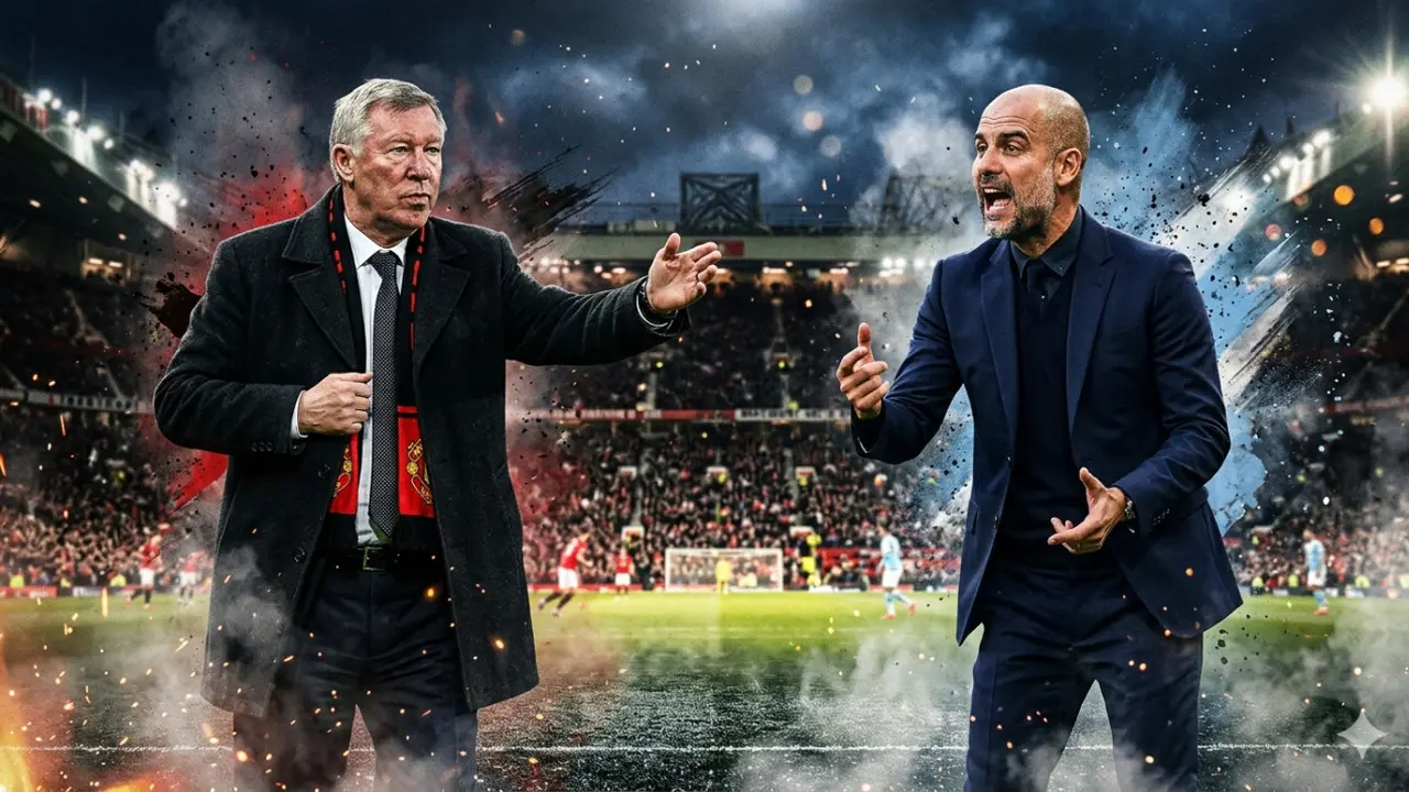 Ilustrasi Alex Ferguson dan Pep Guardiola