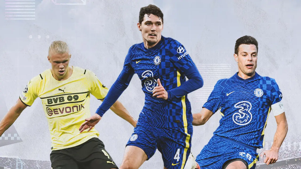 Ilustrasi - Erling Haaland, Andres Christensen, Cesar Azpilicueta