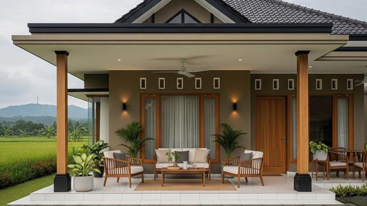 Desain Rumah Kampung Modern Satu Lantai, Teras Luas dan Suasana Sejuk