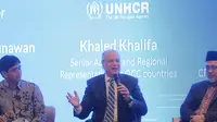 Khaled Khalifa dalam acara peluncuran laporan tahunan Filantropi Islam 2023 di Hotel Pullman, Thamrin, Jakarta.