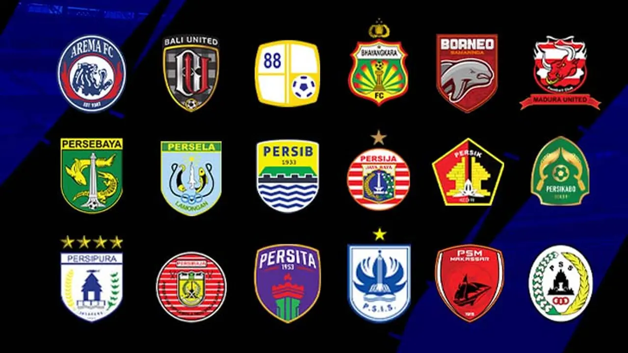 Liga 1 - Ilustrasi BRI Liga 1_18 Logo Peserta Liga