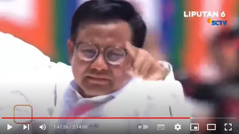 Calon wakil presiden nomor uru 1, Muhaimin Iskandar atau Cak Imin Saat Kampanye Akbar di JIS. (YouTube Liputan6)