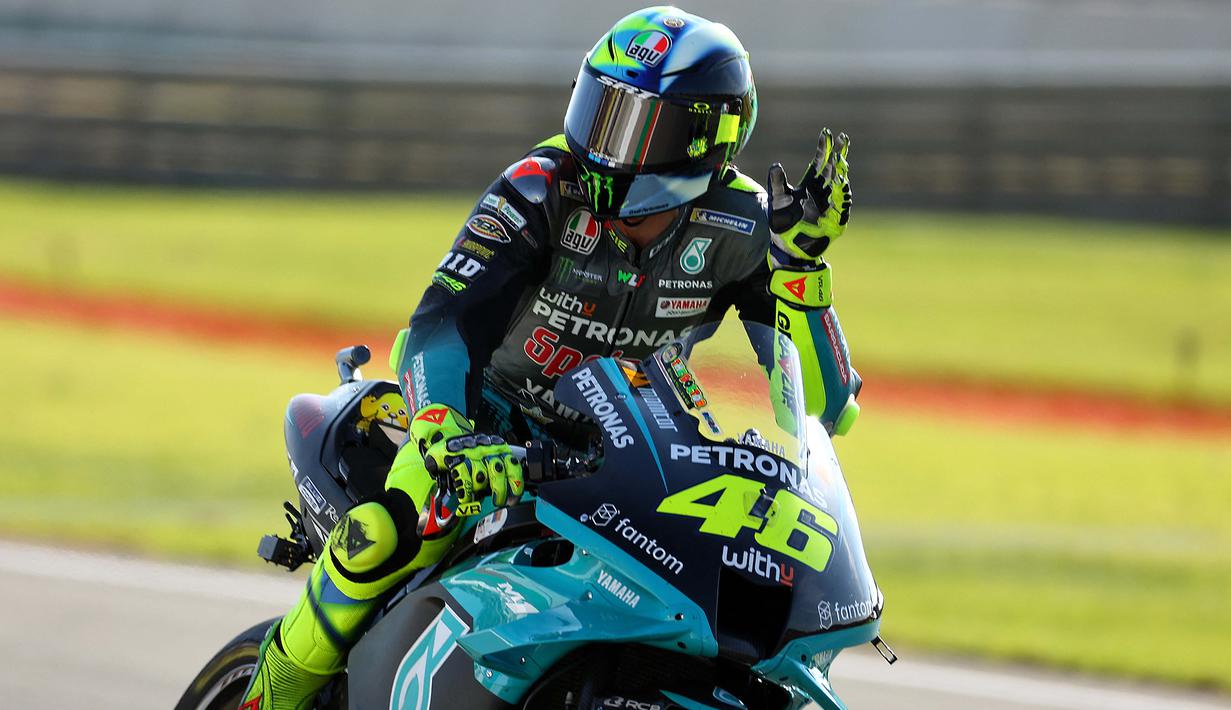 Ini merupakan sesi kualifikasi terakhir Valentino Rossi pada ajang MotoGP. Selepas MotoGP Valencia, ia bakal pensiun. (AFP/Jose Jordan)