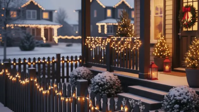 Ilustrasi Dekorasi Natal di Outdoor (Foto: Gemini AI)