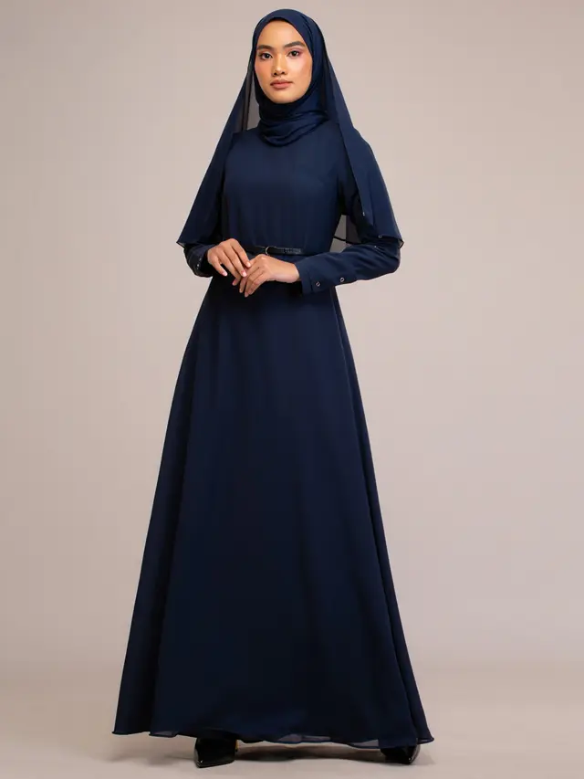 Dress Panjang Polos Elegan Muslim Modern