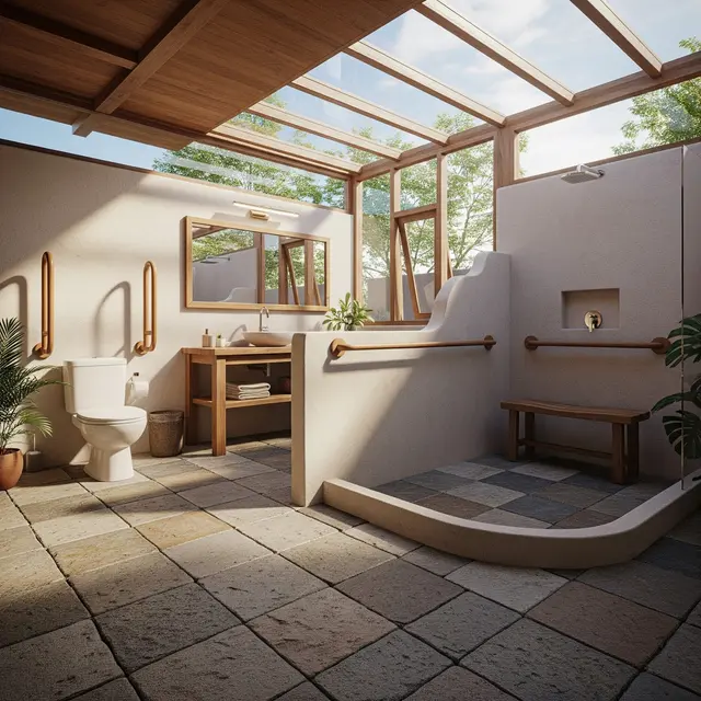 Contoh Kamar Mandi Aman untuk Lansia di Rumah Desa (AI)