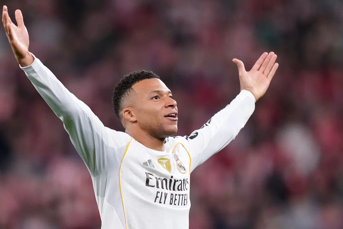 Foto: Kylian Mbappe Pertajam Catatan Gol bersama Real Madrid, Cetak Brace saat Melawan Athletic Bilbao di Liga Spanyol