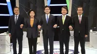 Kandidat Pilpres Korea Selatan 2017, dari kiri ke kanan; Moon Jae-in, Sim Sang-Jung, Yoo Seung-Min, Ahn Cheol-Soo, dan Hong Joon-Pyo (Jung Yeon-je/AFP via AP)