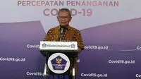 Juru Bicara Penanganan COVID-19 di Indonesia, Achmad Yurianto saat konferensi pers Corona di  Graha BNPB, Jakarta, Sabtu (11/4/2020). (Dok Badan Nasional Penanggulangan Bencana/BNPB)
