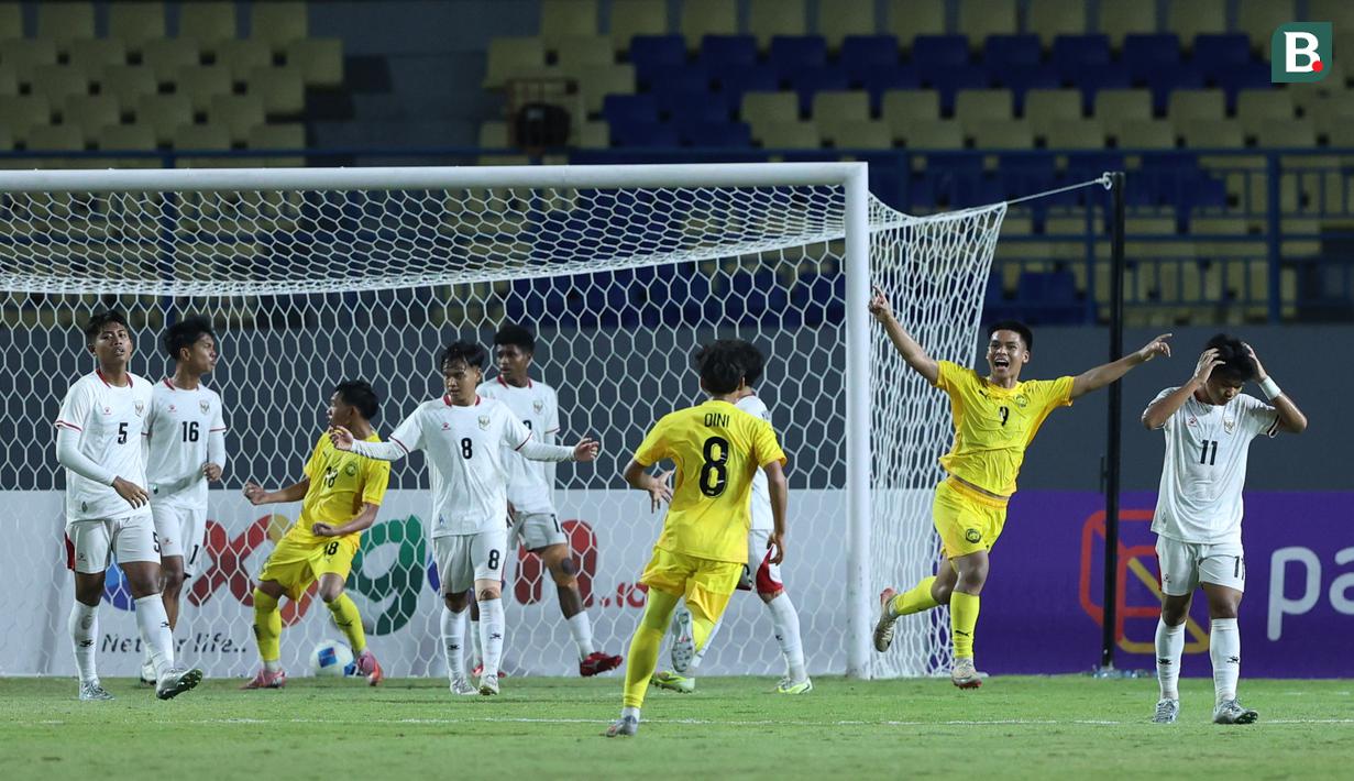 Gol semata wayang Timnas Malaysia U-17 dicetak oleh Fareez Danial pada menit ke-33 dari situasi tendangan sudut. (Bola.com/M Iqbal Ichsan)