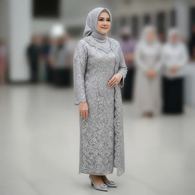 Model Gamis Brokat untuk Usia 50 Tahun ke Atas