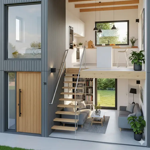 Rumah Kecil 4x6 Meter dengan Konsep Open Space (Image by Gemini AI)