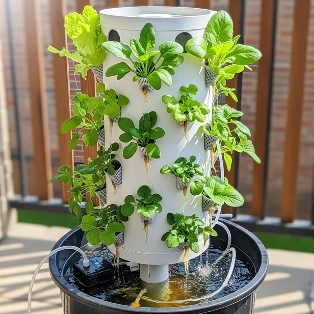 Desain Kebun Sayur Tower Garden dari Pipa Paralon (AI)