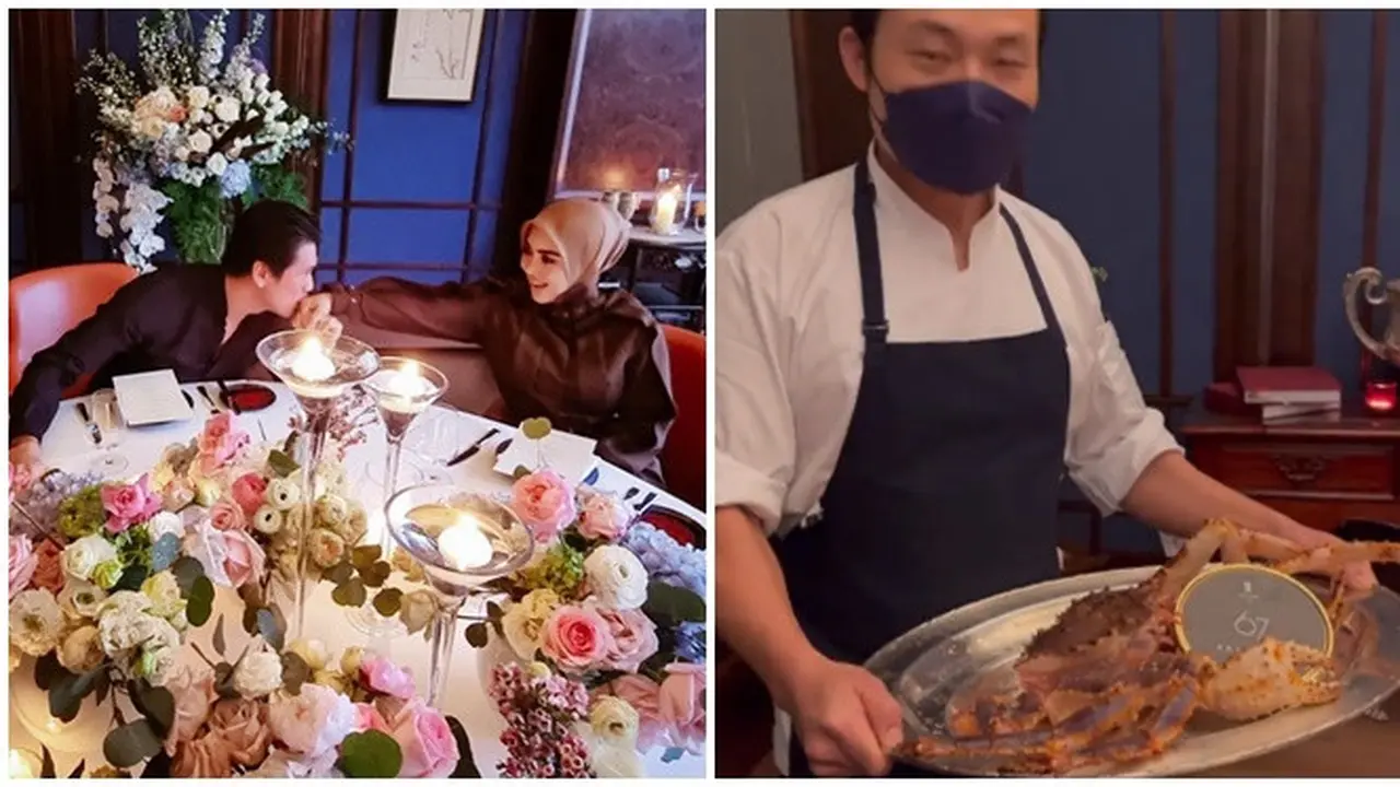 6 Momen Dinner Mewah Syahrini dan Reino Barack Rayakan Anniversary ke-3 di Singapura