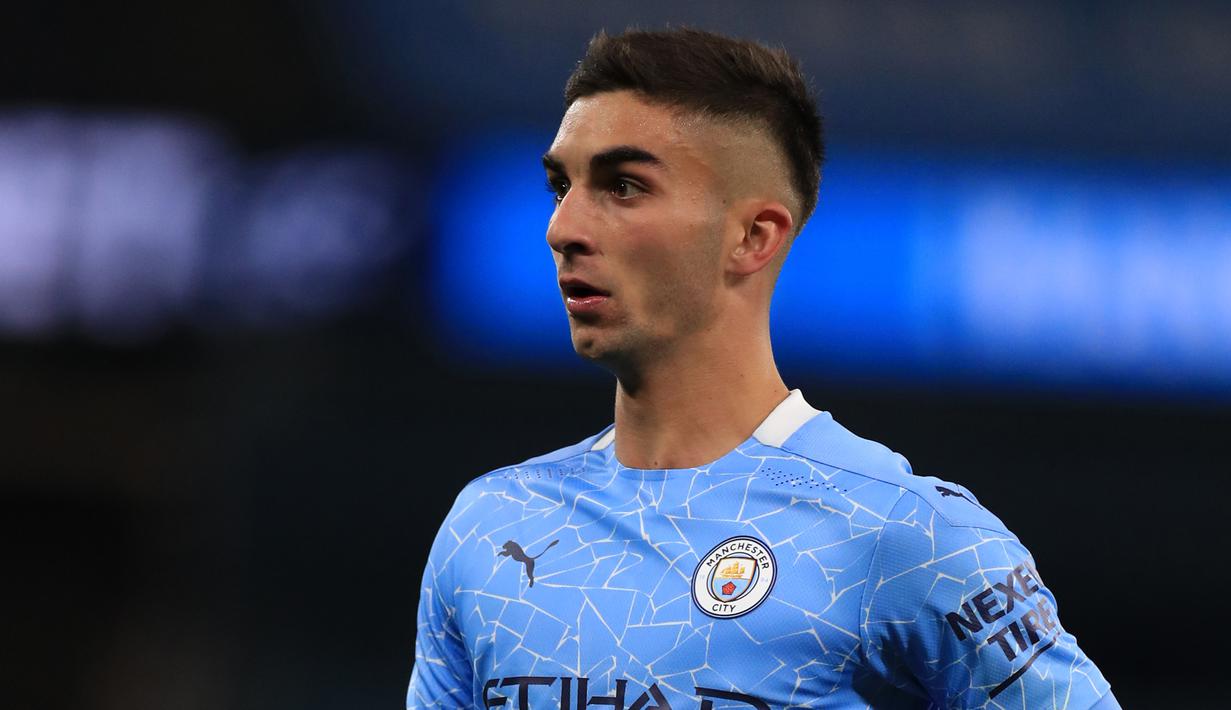 18. Ferran Torres (Manchester City) - Penyerang muda asal Spanyol ini resmi bergabung dengan Manchester City dari Valencia pada bursa transfer musim panas ini. Ferran Torres diikat kontrak dengan durasi lima tahun hingga musim 2024-2025. (AFP/Mike Egerton/pool)