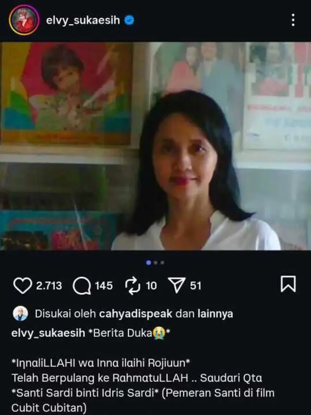 Elvy Sukaesih Mengenang Santi Sardi/Instagram Ira Elvy Sukaesih