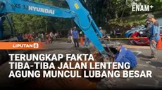 Lubang raksasa sepanjang 16 meter menganga di badan Jalan Raya Lenteng Agung, Jagakarsa, Jakarta Selatan. Titik ambles berada di jalur kendaraan arah Depok.