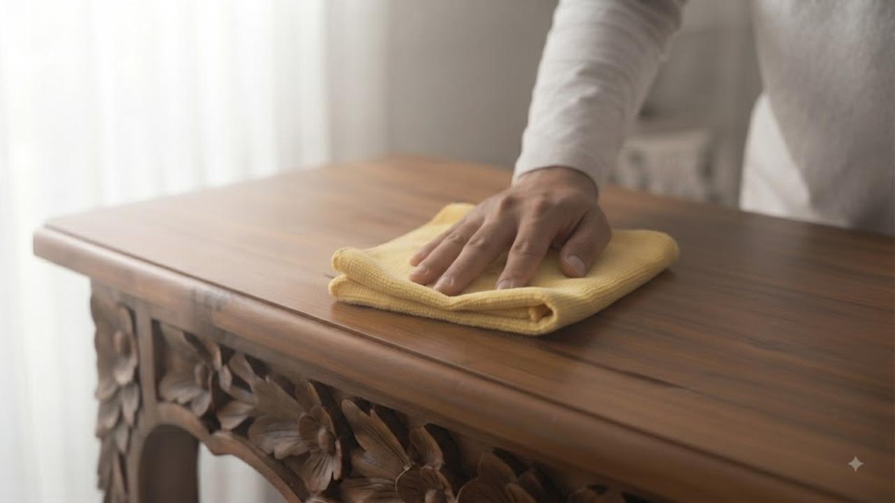 Cara Menghilangkan Debu dari Furnitur Berukir Langkah Kelima dengan Menggunakan Lap Furnitur Khusus