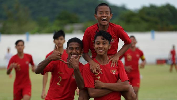 Timnas Indonesia U-15 melaju ke semifinal Piala AFF U-15 2019 setelah mengalahkan Myanmar dengan skor 5-0. (dok. PSSI)