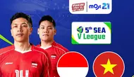 Timnas voli Indonesia menghadapi Vietnam pada laga ketiga leg 1 SEA V League 2025 di Candon City Arena, Filipina, Sabtu (12/7). (foto: instagram @mojisports_).