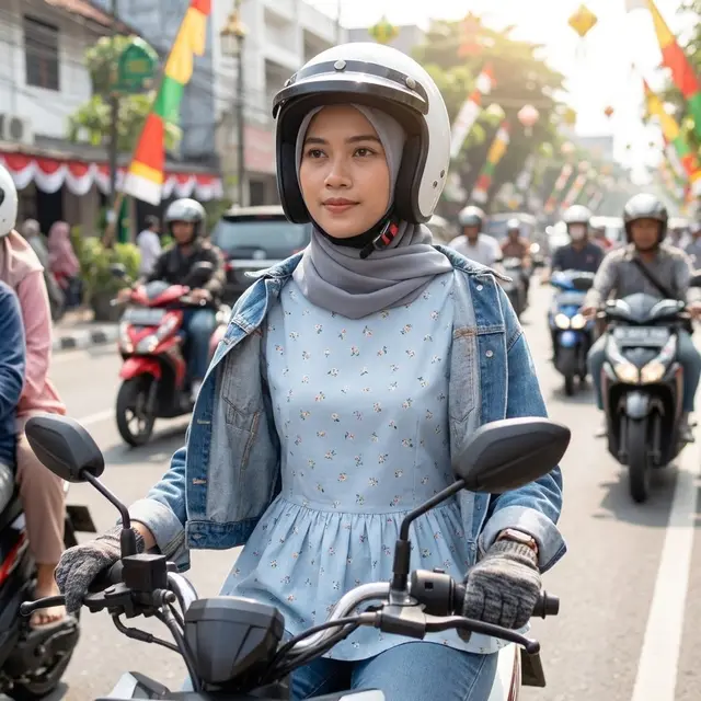 Blus Peplum Katun Jepang (Gemini AI)